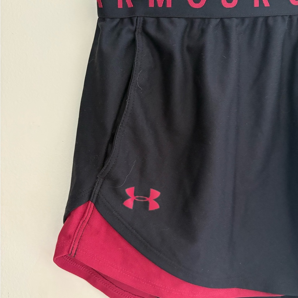 Under Armour Women's Athletic Shorts in Black and Red - Picture 2 of 3